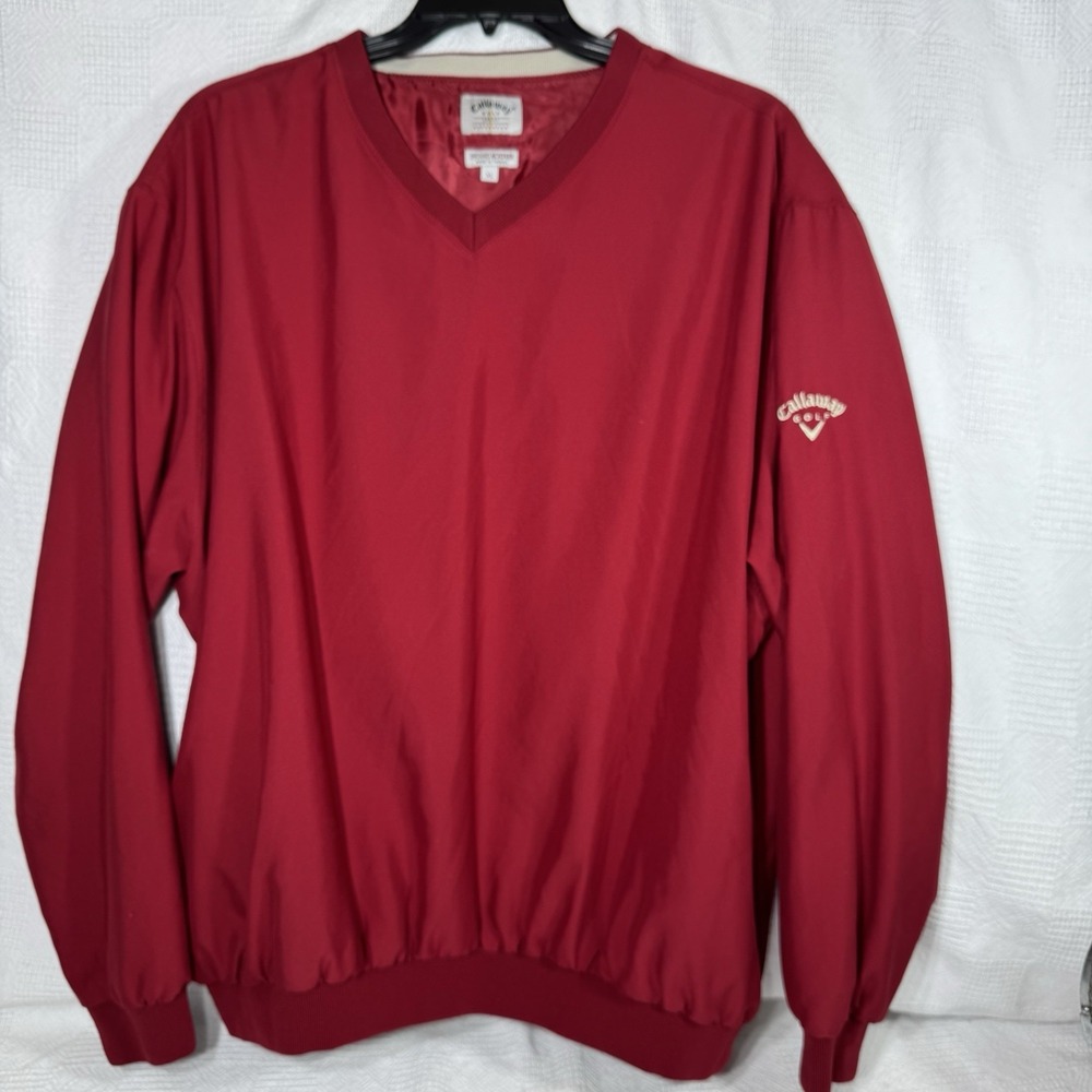 Callaway Mens Golf XL RED Outerwear V Neck Pullover Brushed Microfiber Jacket